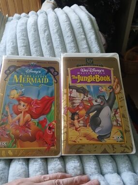 Disney Masterpiece VHS Pair — The Little Mermaid & The Jungle Book (Gold Covers)